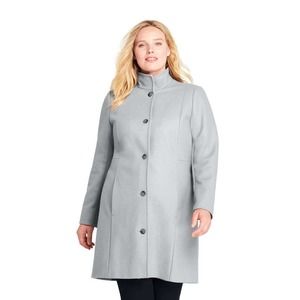 Lands End Gray Plus Size Fit and Flare Long Wool Coat 22 22W Peacoat